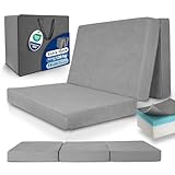 Beautissu Premium XXL Klappmatratze 120x200cm Gästebett faltbar inkl. Tasche – extra dick Visco-Matratze hoher Schlafkomfort – waschbar Gästematratze klappbar einfacher Transport – Grau