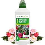 Purgrün® Kameliendünger | Organisch-mineralische Rezeptur | Premium-Flüssigdünger mit Spurennährstoffen | NPK 8+8+6 | Mit Guano & Aqua Plus | Für strahlende Blüten | 1 Liter