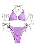 SHENHE Damen Sexy Bikini Sets Ring Dreieck Krawatte Badeanzüge 2 Stück Badeanzüge, fliederfarben / violett, S