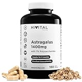 Astragalus 1400 mg. 180 vegane Kapseln für eine 6-monatige Behandlung. Natürlicher Astragalus-Extrakt mit 7% Polysacchariden. Hergestellt von HIVITAL