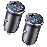 LISEN 2-Pack Zigarettenanzünder USB C Metall KFZ Ladegerät 54W Auto Ladegerat PD&QC3.0 12v USB Steckdose Schnelle Aufladung Auto Gadgets mit iPhone 16 15 Plus 14 13 Pro Max iPad Samsung S25 S24