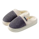 Hausschuhe Unisex Flauschig Leichte & Geräuschlose Pantoffeln - Atmungsaktiv Flache rutschfeste Cross-Band Slide Weich Solid Trendy Tragbare House-Slippers Innen Und Außen 36-45 Größe