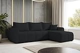 AXLIVING Eckcouch mit Schlaffunktion Malatya L Mini Schlafsofa Schwarz R