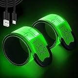 Aosethefrt Led Armband Aufladbar, 2 Stück USB Wiederaufladbar Armband Kinder Reflective Leuchtbänder Reflektorband Leuchtarmband Nacht Sicherheits Licht für Joggen, Herren, Laufen