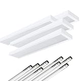 ELG Leuchten 4 x LED Aufbauleuchte 120cm 2-flammig Mikroprismatische Abdeckung inkl. 8x13,5 Watt 2100lm (4000K)(Neutralweiß) LED Röhren 155 lm/W Büroleuchte Anbauleuchte optional Pendelleuchte