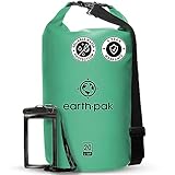 Earth Pak – Wasserdichter Packsack mit Schultergurt und wasserfester Handyhülle – Ideale Rolltop Tasche beim Kajak Fahren, Wandern, Camping, Angeln, Bootfahren und Rafting (Meerschaumgrün, 10L)