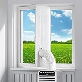 Fensterabdichtung für Mobile Klimageräte, 400CM Fensterabdichtung Klimaanlage für Klimaanlagen, Wäschetrockner, Ablufttrockner, Hot Air Stop zum Anbringen an Fenster, Kein Bohren, Weiß