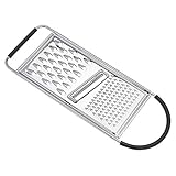 Amazon Basics Käse und Gemüsereibe aus Edelstahl, Rechteckig, flach, mit rutschfestem Griff und Boden, spülmaschinenfest, Schwarz (früher AmazonCommercial Marke)