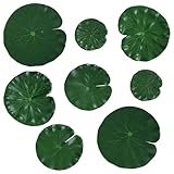 HJZHII 8 Stück Seerosen Künstlich Laub,Künstliche Seerosen Simulierte Lotusblätter Teichpflanzen Künstlich Schwimmende Schaumstoff Ornament Lilien Pads Teichdekoration Seerosenblätter für Terrasse