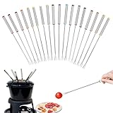 Mengger Fonduegabeln Edelstahl 18 stücke 24 cm Spieße Fondue Gabel mit Edelstahlgriff für Käse Schokoladen Braten Marshmallows Fleisch Obst Schokolade Springbrunnen Käsegabeln Fonduegabel