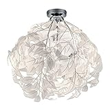 Reality Leuchten Deckenleucht Leavy R60461001, Metall Nickel matt, Blätter Kunststoff weiß, exkl. 1x E27