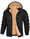 UMIPUBO Sweatjacke Herren Fleecejacke Winter Warm Kapuzenpullover Zipper Hoodie Bequemes und Warmes Casual Sweatshirt mit Kapuze Kapuzenjacke(Schwarz,L)