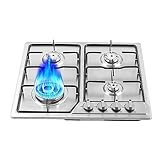 LUNICASHA Gasherd Gaskochfeld 4 Flammig Gas Stove 4 Zonen Gaskocher Einbau Gaskochfeld für Erdgas/Propangas 23 Zoll