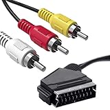 Scart-Stecker auf 3 Cinch-Stecker 1,5 m, Aancable Scart auf Cinch kabel, umschaltbar, Audio-/Video-AV-Adapterkabel, Composite-AV-Anschlusskabel, Adapter-Wechsler, Audio/Video für TV, DVD, VCR