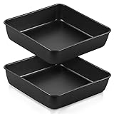 Homikit Quadratische Auflaufform, Edelstahl 20cm Eckig Kuchenform 2er Set, Antihaftbeschichtete Brownie Backform Backblech für Lasagne/Kuchen/Toast, Gesund & Leicht zu reinigen