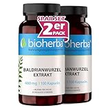 Baldrianwurzel Kapseln - 480 mg - 200 Stück - Natürliches Kräuterpräparat mit Baldrian und Melatonin für die nächtliche Entspannung von BIOHERBA