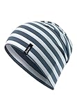 Sterntaler OCS Beanie Streifen - Lässige Slouch Beanie Mütze aus Singlejersey (Bio) mit maritimen Streifen - Unisex Kopfbedeckung, variabel tragbar - Baby und Kinder Übergangsmütze- blaugrau, Größe 55