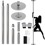 Yaheetech Tanzstange 45 mm, Pole Dance Stange 225 cm bis 274,5 cm Höhenverstellbar, Tanzstange Statisch oder Spinning Mattsilber