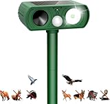 Gutsbox Ultraschall Katzenschreck für Garten, Fuchsschreck für Garten, Katzenschreck, Tierabwehr mit PIR Sensor, Solarbetrieben, IP65 Wasserdicht zur Abwehr von Katzen, Füchse, Dunkelgrün