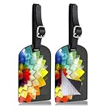 2 Stück Kofferanhänger aus Kunstleder Gepäckanhänger Mit Adressschild Luggage Tag PU-Leder Wasserdichte UV-Druck Doppelseitiges Personalized ID Etiketten Reisezubehör