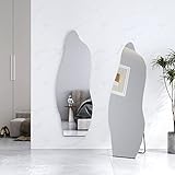 EMKE Ganzkörperspiegel Standspiegel 145×50cm Asymmetrischer Spiegel, 2 Installationsmethoden Spiegel groß, rahmenloser für Garderobe, Schlafzimmer Flur und Wohnzimmer.