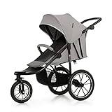 Kinderkraft HELSI Buggy bis 27 kg, Sportbuggy ab geburt, Baby Jogger, Laufkinderwagen mit große Luftreifen, Liegefunktion, Verstellbarer Elterngriff, Zusammenklappen, Untersitzkorb, Grau