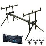 Master Rod Pod Rutenhalter Aluminium Deluxe für 3 Ruten inkl. Rutenauflagen Tasche (Grün Rutenhalter)