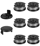 6 Stück Bosch Rasentrimmer Spule, Ø1,6 mm-m Länge Ersatzspule Kompatibel mit Bosch Geeignet für Akku Rasentrimmer EasyGrassCut + 2 Stück alternativer Deckel,F016800569/F016800385 Fadenspule