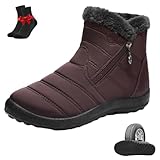 Pumio Damen Winter-Schneestiefel, mit Fell gefütterte Stiefeletten, gemütliche, wasserdichte, rutschfeste orthopädische, for kaltes Wetter im Freien(Brown,40 EU)