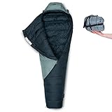 Qeedo Takino Daunenschlafsack, 4 Saison, warm, klein & leicht - grau [Large]
