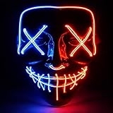 TK Gruppe Timo Klingler LED Grusel Maske - wie aus Purge für Halloween, Fasching & Karneval als Kostüm für Herren & Damen (rot/blau)