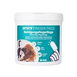 Emmi-pet Finger-Pads für Hunde & Katze, Einweg-Reinigungsfingerlinge für Ohren, Kinn & Augen, Reinigungstücher zur Pflege & Hygiene 50Stück
