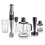 Braun MultiQuick 9 MQ 9147X – 5-in-1 Stabmixer mit Standmixer-Aufsatz, Zerkleinerer, Kartoffel- & Gemüsestampfer & Schneebesen, stufenlose Geschwindigkeitseinstellung, 1200 W, Schwarz/Edelstahl