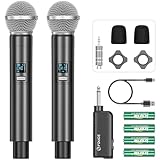 FDUCE W60 Wireless Microphone, Dynamic Lightweight UHF Microphone, Rechargeable Receiver with Volume Adjust Button, 1 for Karaoke, Wedding, Party, Church, Lecture (200ft)