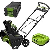 Greenworks 80V Akku-Schneefräse mit 4Ah Akku und Ladegerät, Schneefräse für Einfahrten, Gehwege, Terrassen, bürstenloser Motor, 51 cm Räumbreite, um 180 Grad drehbarer Auswurf