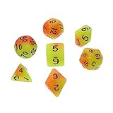 BCOATH 7St Leuchtende facetten reiche Würfel LED-Spielzeug eingravierter digitaler Würfel leuchtende Würfel Poly-Würfel twocolors two colors dice set Partywürfel Spiel kleine Würfel Harz