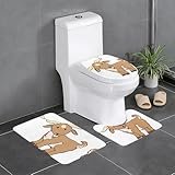 Braune Ziege 3-teiliges Badezimmerteppich-Set – WC-Bodenteppich, Badewanne, Dusche, waschbare Matten – bequeme und langlebige Badteppiche