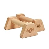 WOODPOWER® PowerBars Holz-Parallettes, gelenkschonende Liegestützgriffe, rutschfeste Handstand-Barren, Indoor & Outdoor, Calisthenics & Yoga (Classic)