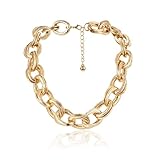 Sllaiss Klobige Goldkette für Frauen – 14 Karat vergoldet Trendige Statement-Ketten Hypoallergen klobige Kette Große kubanische Gliederkette Schmuck Punk Hip Hop Choker für Frauen Männer