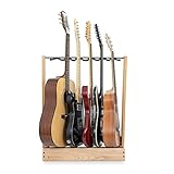 Guitar Lab - Mehrere hölzerne Gitarrenständer x 5 Gitarren - Gitarrenständer aus massivem Akazienholz, Perfekt für akustische, elektrische oder Bassgitarren, Halterung, Ideal als Geschenk