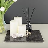 wohnfreuden Marmor Platte schwarz eckig 30 cm - Natur Stein Tablett flach Küchen Wohnzimmer Zubehör