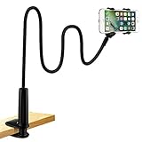LONZOTH Handy Halter für Bett, Schwanenhals Handy Halterung Flexible Lang Arm Verstellbare Ständer für iPhone 13 12 11 Pro XS Max X 8 7 6 Samsung S10 S9 S8, 4-6,5 Zoll Smartphone (Schwarz)
