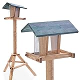 zooprinz Vogelhaus mit Ständer - Vogelfutterspender mit Sitzstangen und Schutzdach für Wildvögel – witterungsbeständig und langlebig – Vogelhaus mit stabilem Ständer