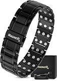 MagnetRX® Titan Magnet Armband Herren mit dreifacher Stärke – Titan Wrist Magnetisches Armband – Verstellbares Magnetarmband Herren - Magnet Armreif Herren mit hochwertigem Faltverschluss (Schwarz)