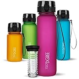 720°DGREE Trinkflasche 1l “uberBottle“ softTouch +Früchtebehälter - BPA-Frei - Schlanke Wasserflasche für Sport, Fitness, Fahrrad, Uni, Outdoor - Tritan Sportflasche Leicht, Stoßfest, Wiederverwendbar