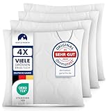 Gentle North Kopfkissen (50x50 cm groß) - 4er Set Kissen für Bett und als Dekokissen - Mit Reißverschluss für Füllung - Sofakissen - Zierkissen für Couch und Sofa - Ökotex - Waschbar bis 60° - Weiß