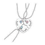 Momeski 3 Stücke Beste Freunde Ketten BFF Halskette Freundschaftskette Legierung für Mädchen Geburtstag Geschenke Anhänger Kette (Silber)