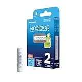 Panasonic eneloop, Ready-to-Use Ni-MH Akku, AAA/Micro, 2er-Pack, verbesserte Kapazität: min. 800 mAh, 2100 Ladezyklen, hohe Leistung & geringe Selbstentladung, wiederaufladbar, plastikfreie Verpackung