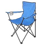 Edaygo Campingstuhl Faltbar Camping Stuhl, Klappstuhl Gartenstuhl, Belastbar bis 100 kg, Sitzhöhe 40 cm, mit Getränkehalter & Tasche, Leicht, 80 x 50 x 47 cm, Blau