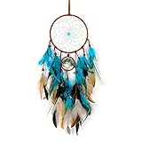 Traumfänger, Basicon 60cm Dreamcatcher Blauer Vintage Feder Traumfänger Handgefertigt Dream Catchers im Böhmischen Stil für Wandbehang Wohnkultur Ornamente Handwerk Zimmerdekoration Blau